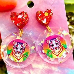 Lisa Frank Tiger Acrylic Sticker Earrings